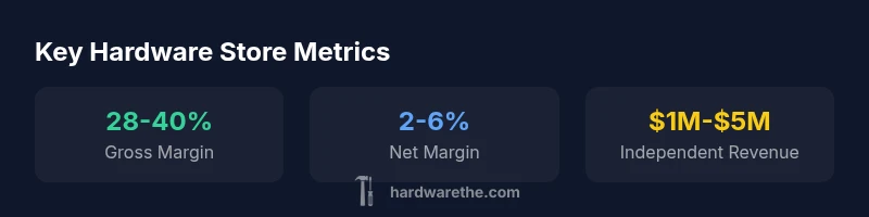 Infographic showing margins and revenue ranges for hardware stores