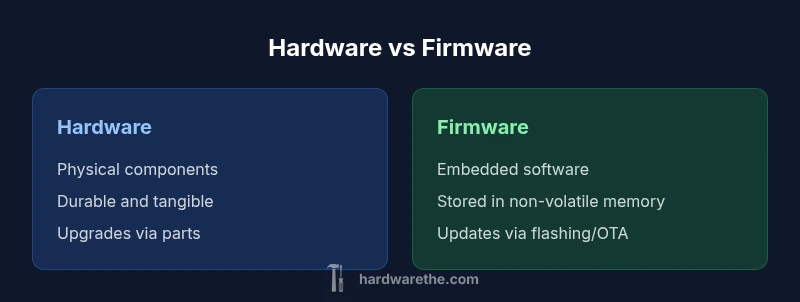 Comparison infographic showing hardware vs firmware