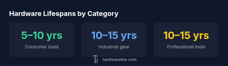 Infographic showing hardware lifespans by category