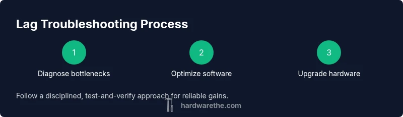 Infographic showing a three-step lag troubleshooting process