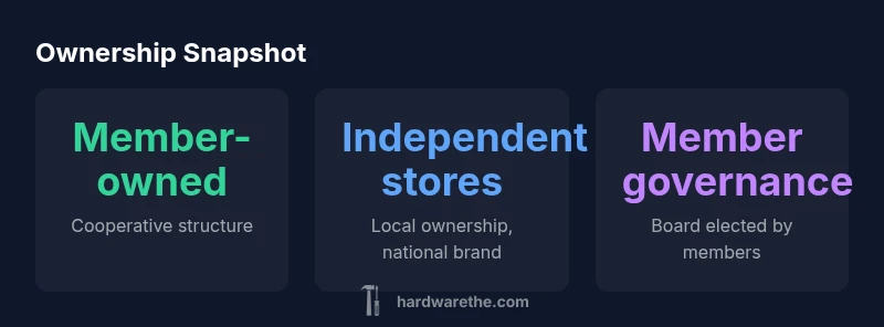 Infographic showing True Value Hardware ownership as a member-owned cooperative with independent stores and member governance
