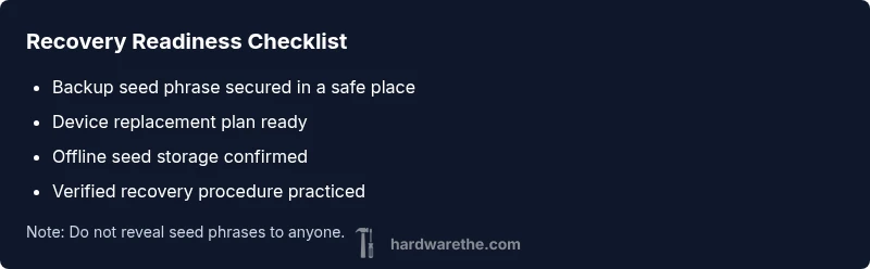 Recovery readiness infographic checklist for hardware wallets