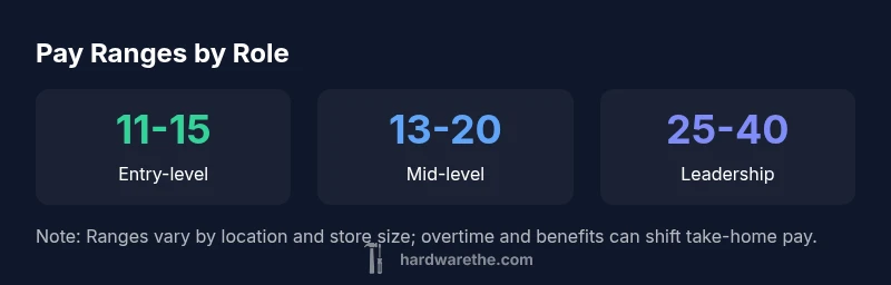 Infographic showing Ace Hardware pay ranges by role