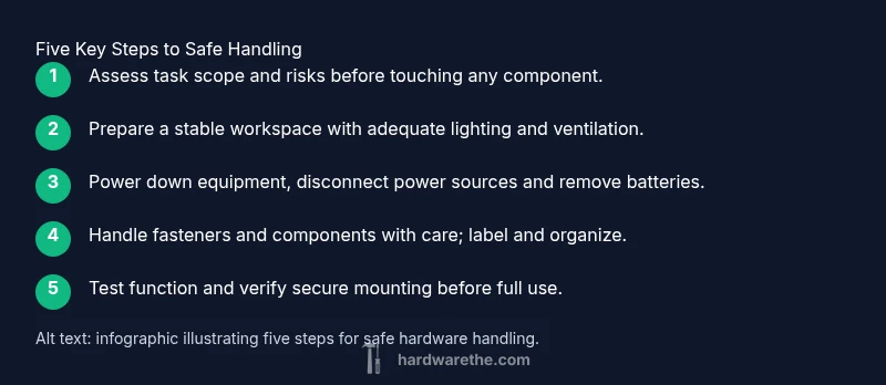 Infographic showing five steps for safe hardware handling