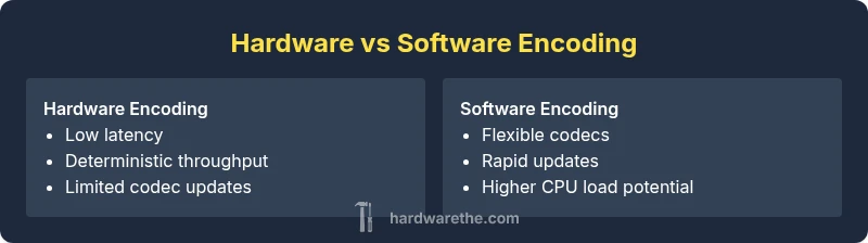 Comparison chart showing hardware vs software encoding advantages