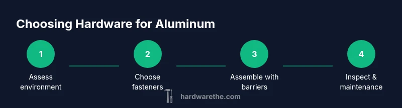 Infographic showing steps for selecting hardware with aluminum