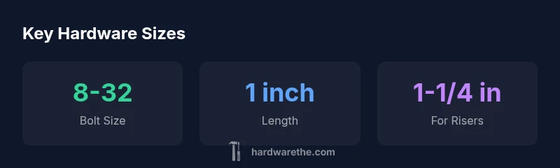 Graphic showing common skateboard bolt sizes 8-32 and lengths 1 inch and 1-1/4 inch