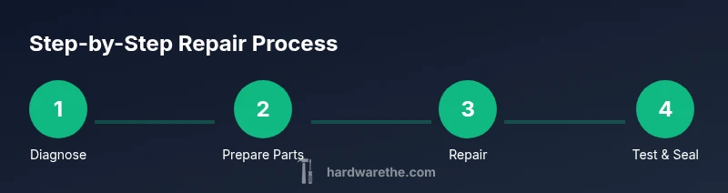 Process diagram showing four steps: Diagnose, Prepare Parts, Repair, Test & Seal