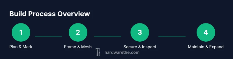 Diagram of a hardware cloth chicken run build process