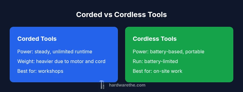 Comparison infographic of corded vs cordless tools