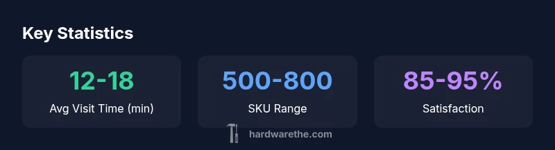 Infographic showing store visit time, SKU range, and customer satisfaction