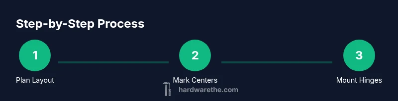 Process infographic showing cabinet hardware installation steps