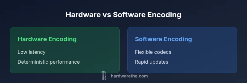 A side-by-side infographic comparing hardware and software encoding options
